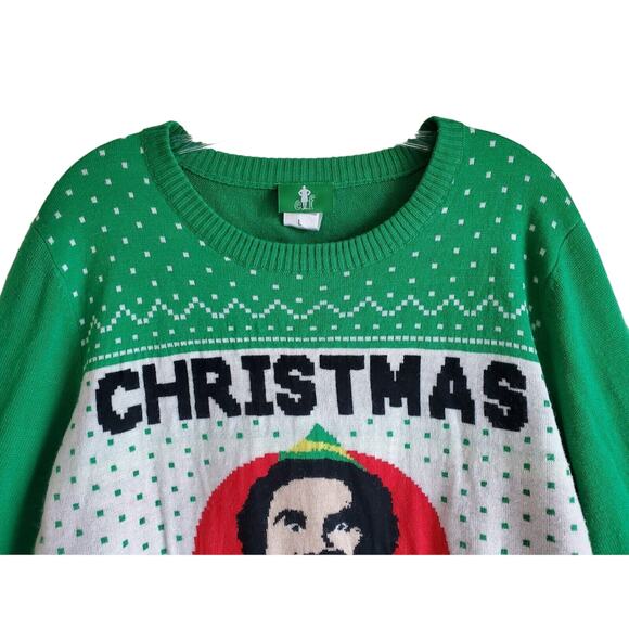 ELF Men's L Ugly Christmas Sweater Will Ferrell Christmas Got Me Like Long 42" - Picture 2 of 7